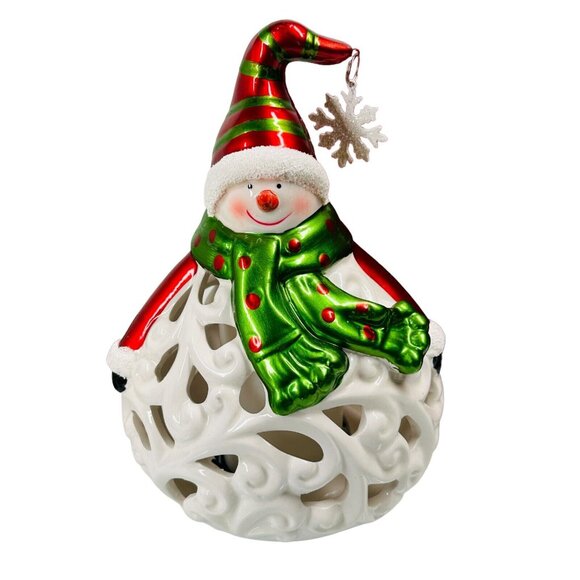 QVC Home Reflections Christmas Snowman Luminary Frameless Candle W/Box - Picture 4 of 13